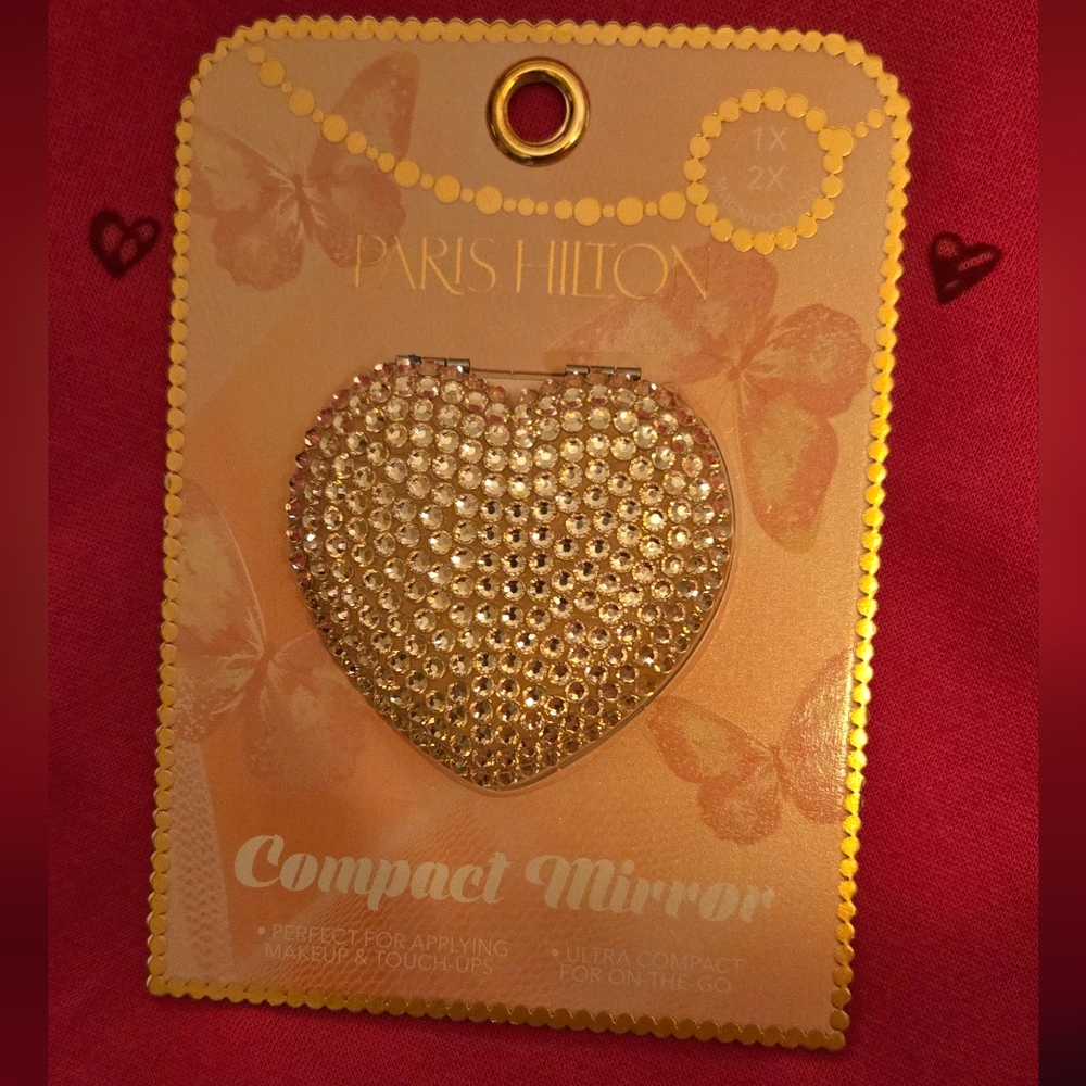 Paris Hilton Rhinestone Heart Compact Mirror - Picture 3 of 11